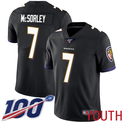 Baltimore Ravens Limited Black Youth Trace McSorley Alternate Jersey NFL Football #7 100th Season Vapor Untouchable->youth nfl jersey->Youth Jersey